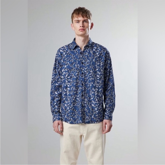 NN07 Other - NN07 Deon 5655 Blue Floral Button Down Shirt